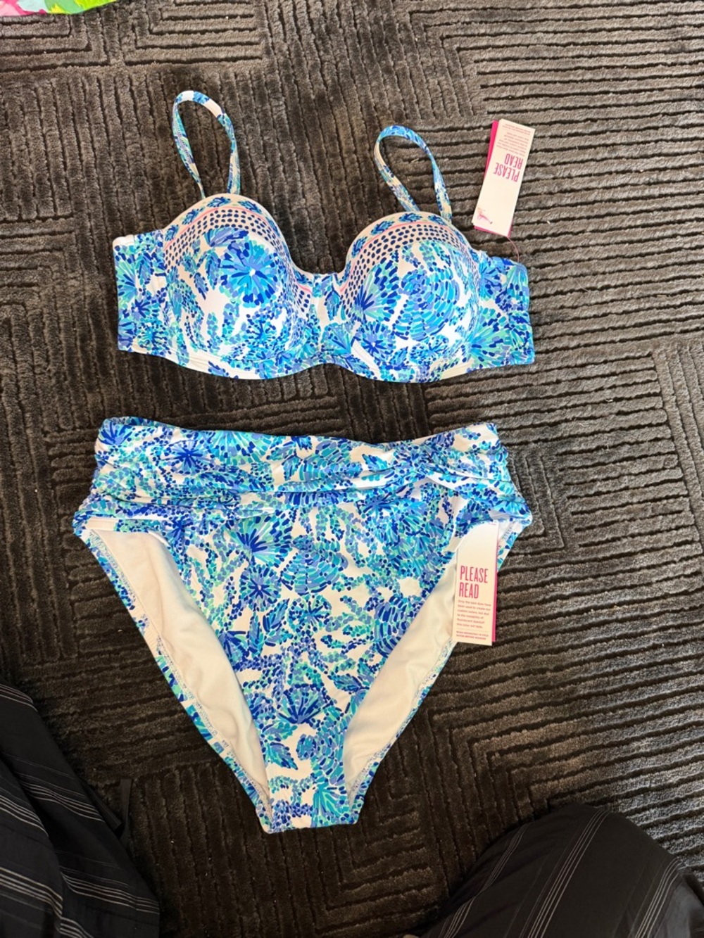Lilly Pulitzer Turquoise & White Floral Bikini Set